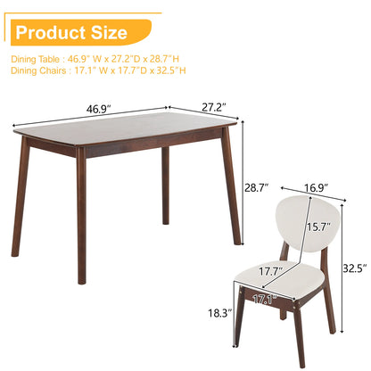 Rubber wood soft back deep walnut dining set beige