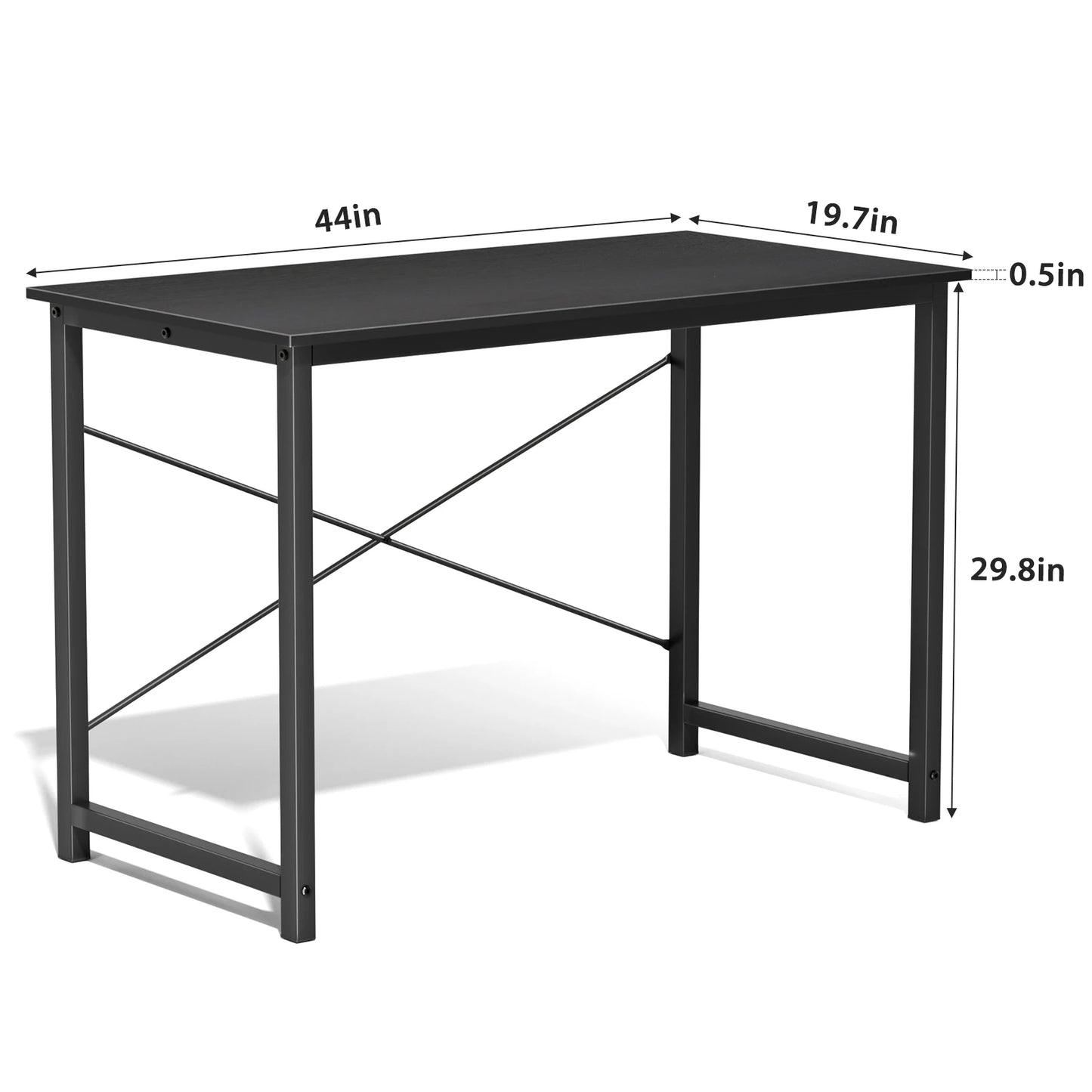 Computer Office Desk Compact Metal Frame Wood Tabletop Easy Assembly