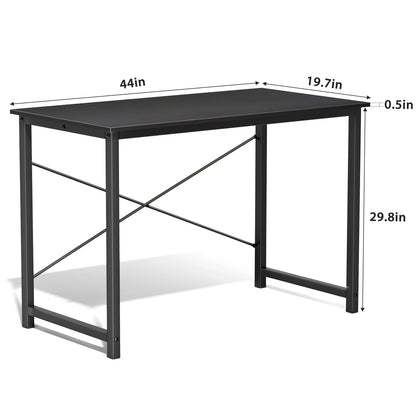Computer Office Desk Compact Metal Frame Wood Tabletop Easy Assembly