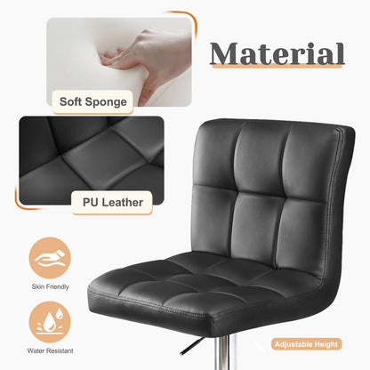 PU Leather Bar Stools Set of 2,Upholstered Counter Height