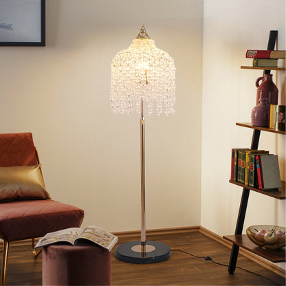 Light Elegant Crystal Floor Lamp Vintage Waterfall Design