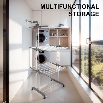 4-Tier Folding Drying Rack Free Standing  4 Castors  Dryer Stand