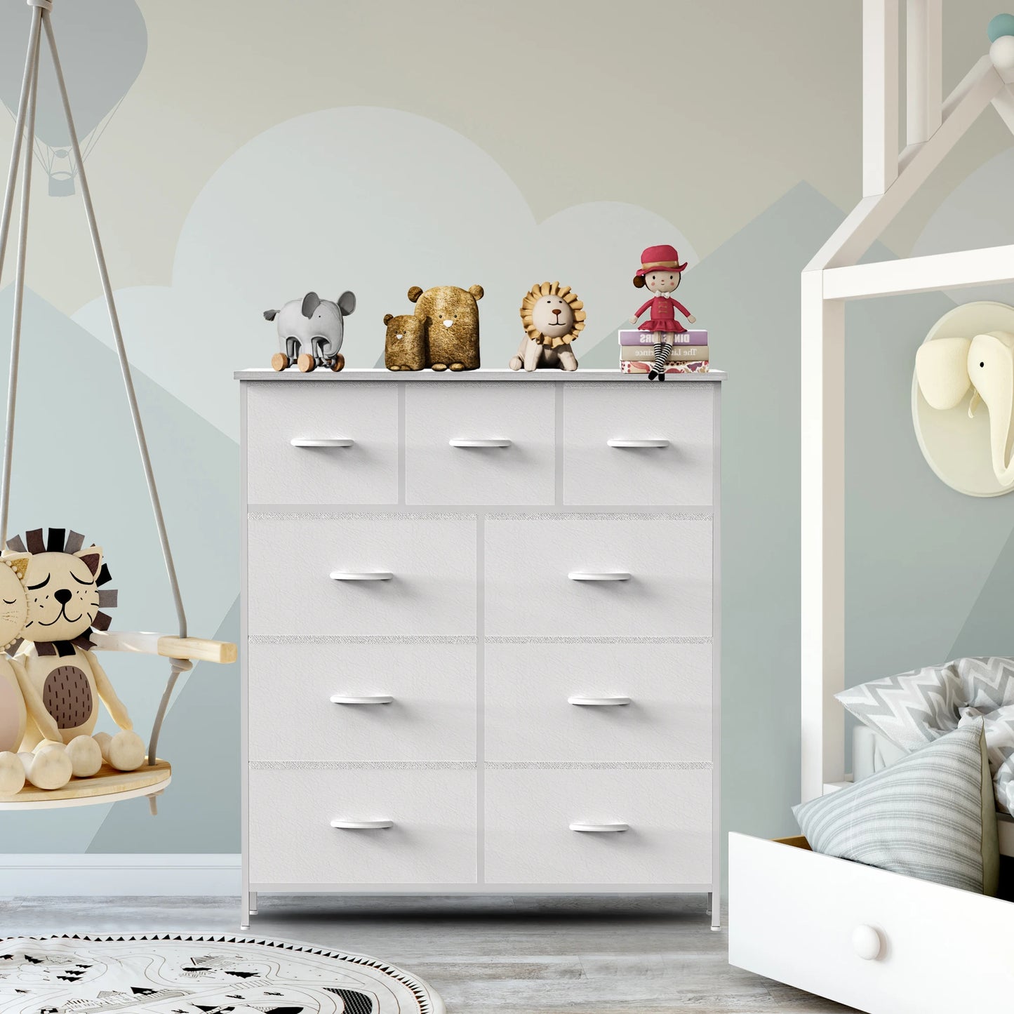 Dresser For Bedroom 9 Fabric Storage Drawer Wardrobe Tall Chest Organizer