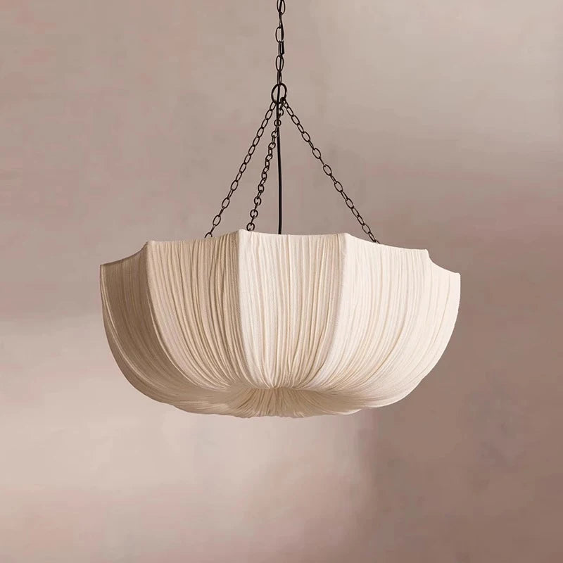 Nordic Minimalist Wabi Sabi Fabric Chandelier Living Dining Room Bedroom