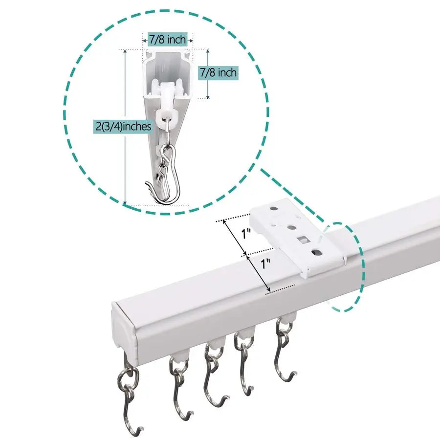 Ceiling or Wall Mount Curtain Track Kit with Hooks, 3ft 6ft Adjustable Length