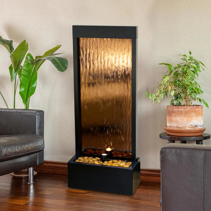 Mirror Waterfall Fountain-Stones & Lights -Indoor/Outdoor 48 Inches