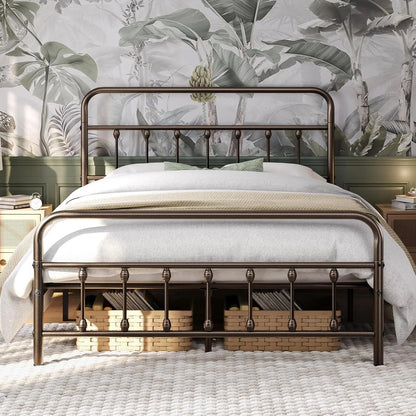 Victorian Style Classic Metal Platform Bed Frame/Headboard/Footboard