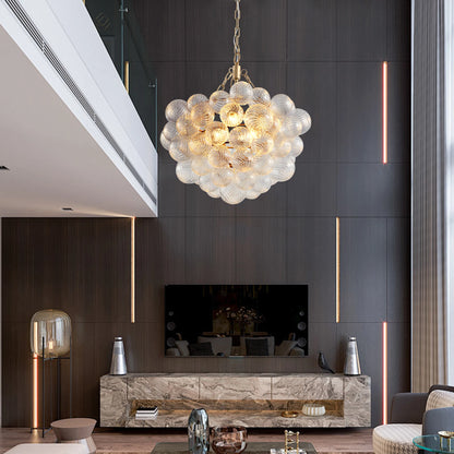 20-Inch Gold Pendant Light Chandelier with Threaded Clear Glass Globe