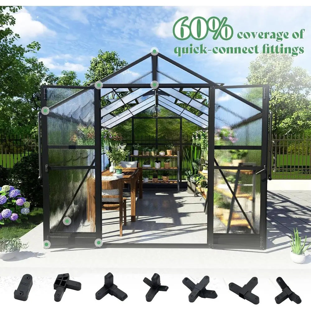 Walk-in Greenhouse with 7ft Height, 4 Vent Windows,