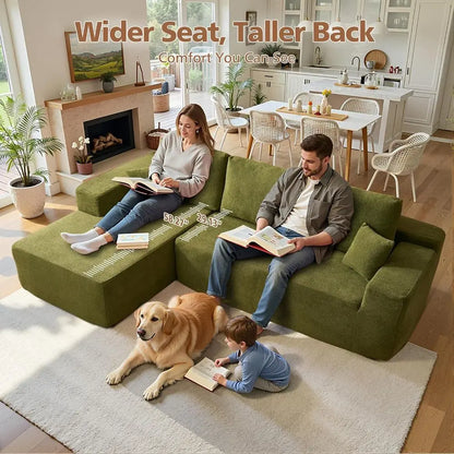 Modern Sleeper Sofa in Green, Minimalist Design with Deep Comfort