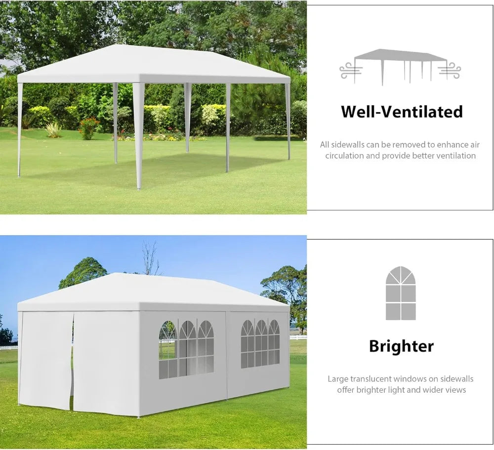 10' x 20' Outdoor White Waterproof Gazebo Canopy Tent
