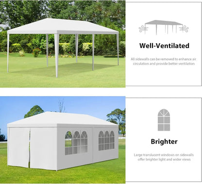 10' x 20' Outdoor White Waterproof Gazebo Canopy Tent