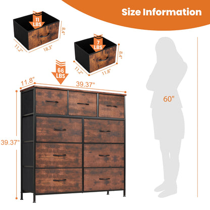 Dresser For Bedroom 9 Fabric Storage Drawer Wardrobe Tall Chest Organizer