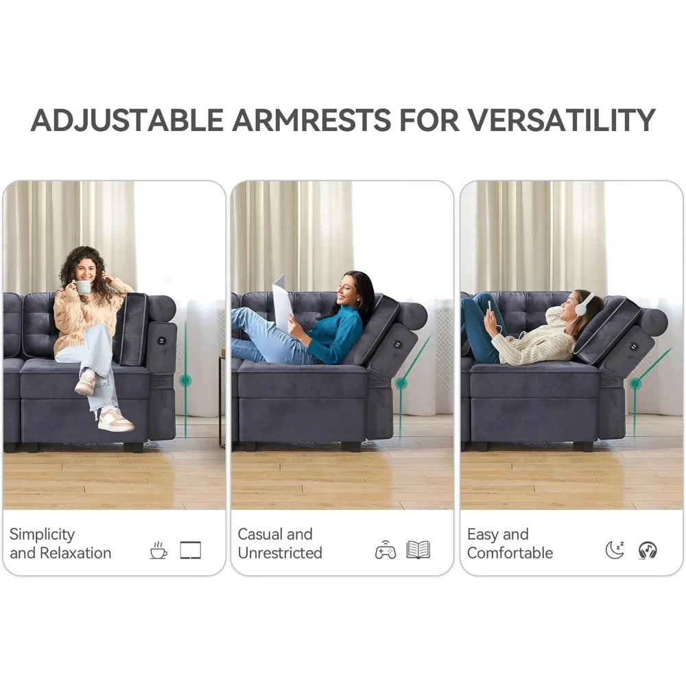 U-Shaped Sectional Convertible Sofa with Storage, 6-Seat