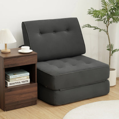 Folding Sofa Bed Fold Out Chair Bed with Pillow, Beige