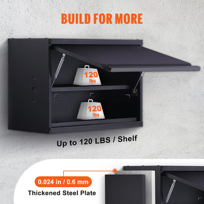SucceBuy 120lbs per Shelf Metal Storage Cabinet 20'' Tall Wall-Mounted