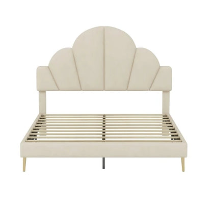 3 Pieces Queen Size Modern Velvet Upholstered Bed Frame