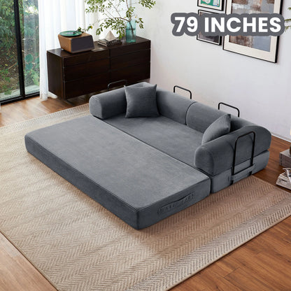 79'' Boneless Couch Foldable Convertible Futon Sleeper Sofa Bed