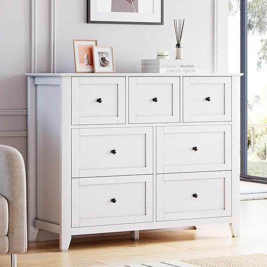 7 Drawers Dresser for Bedroom, Farmhouse Chest  for Storage