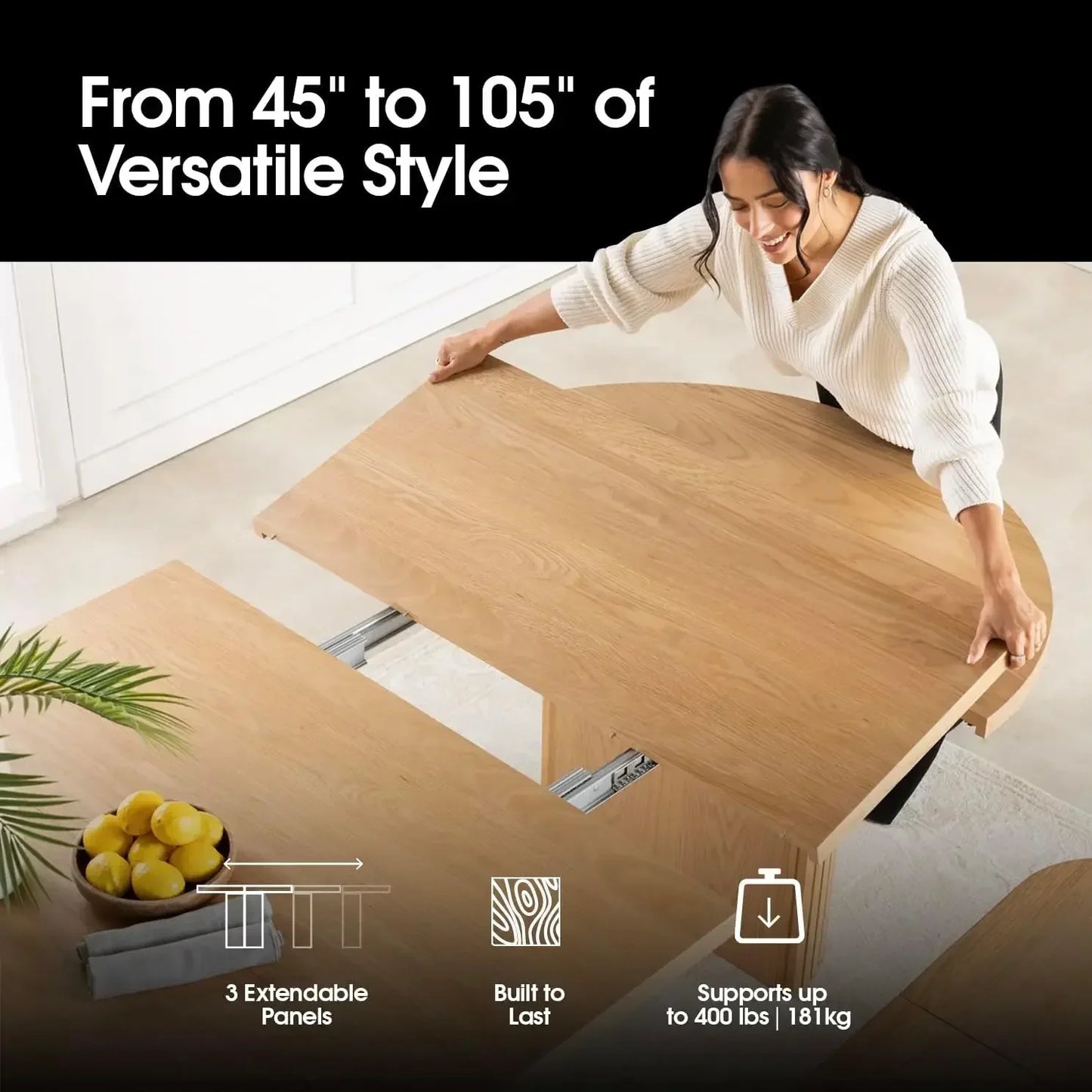 Table Expandable Round Dining Table Set for 4 to 8,