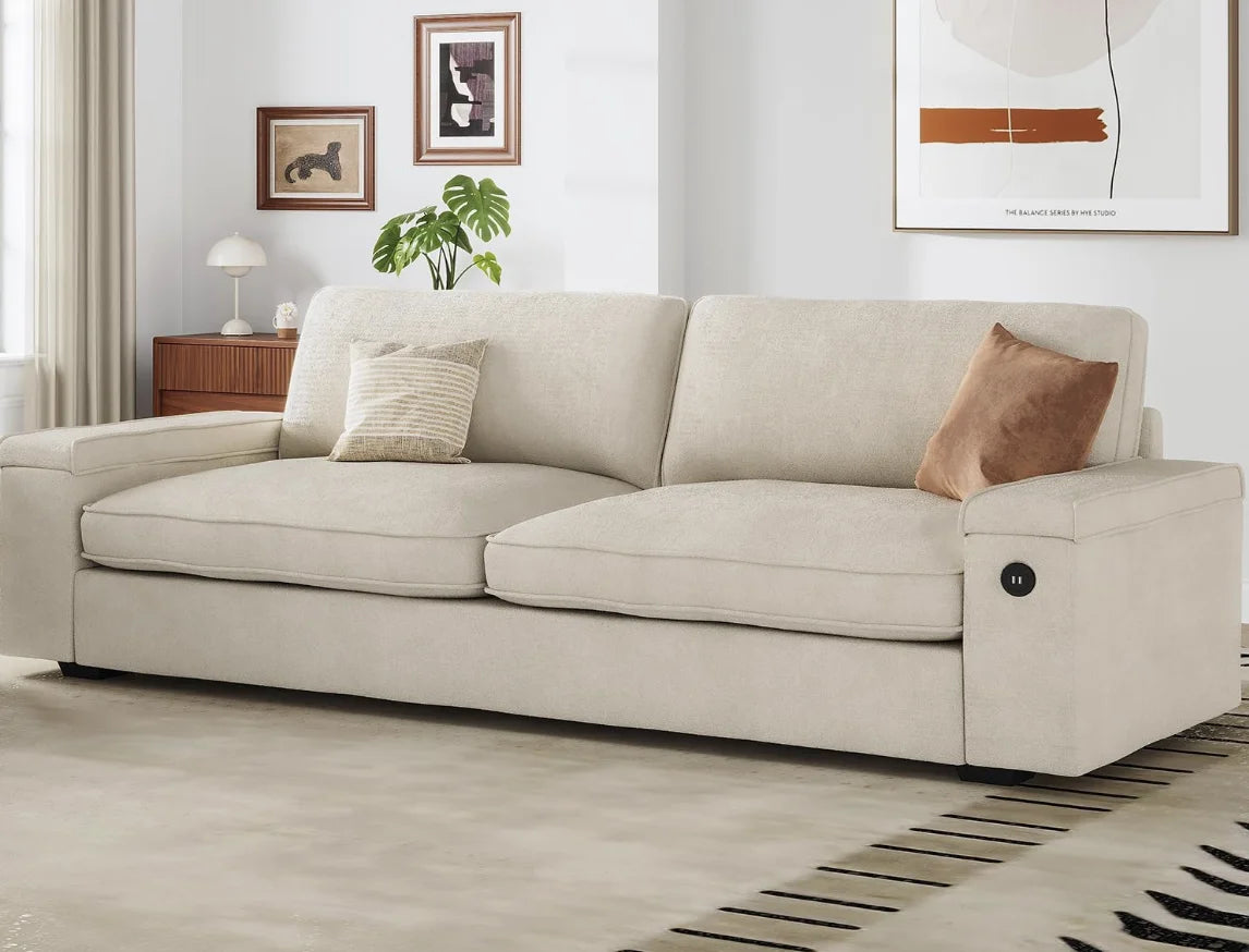 Extra Deep Seats, Oversized Loveseat Sofa with Storage/2 USB Charging