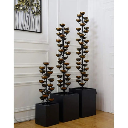 Luxury Retro Wrought Iron Indoor Fountain, Cascading Metal Bowl Waterfall,