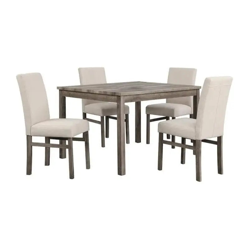 5-Piece Transitional Dining Set with 48" Wood Table