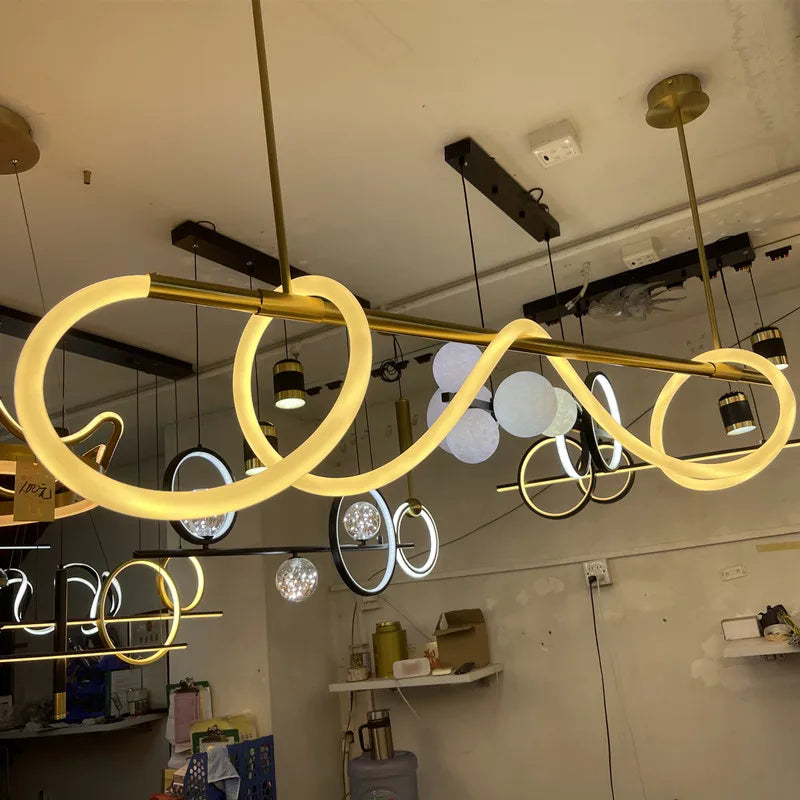 Nordic Adjustable Hose LED Chandelier Suitable Kitchen Dining