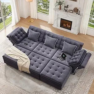 U-Shaped Sectional Convertible Sofa with Storage, 6-Seat