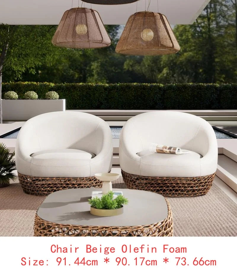 71" Upholstered Woven Patio Deep Seating Sofa