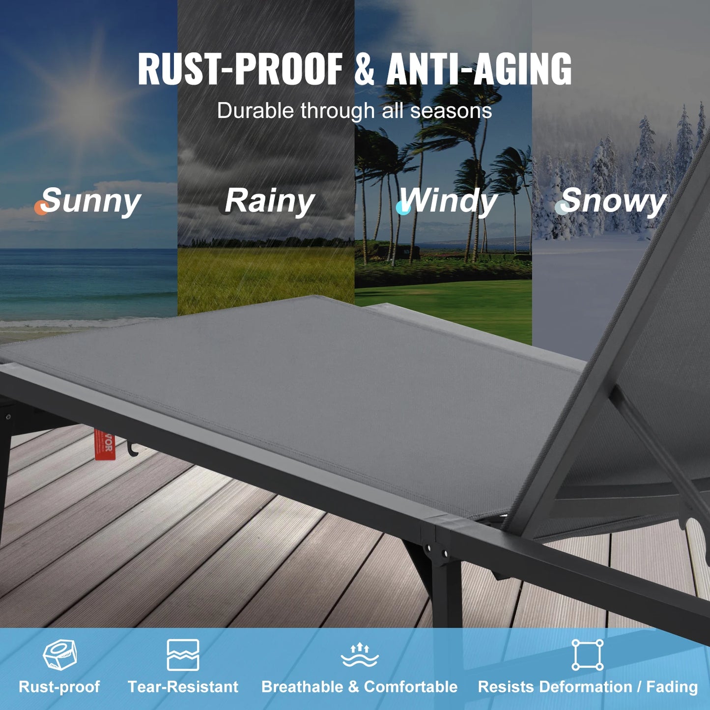 Chaise Lounge Chair Outdoor Aluminum Folding Pool Lounge Recliner